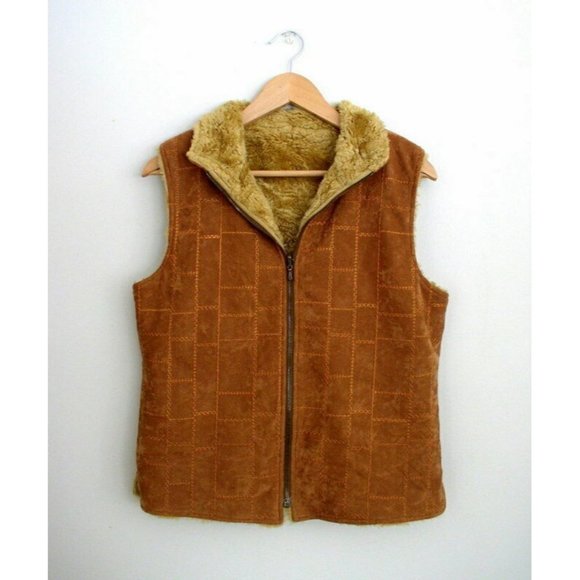 Sno Skins Jackets & Blazers - Sno Skins Boho Embroidered Brown Faux Womens Vest